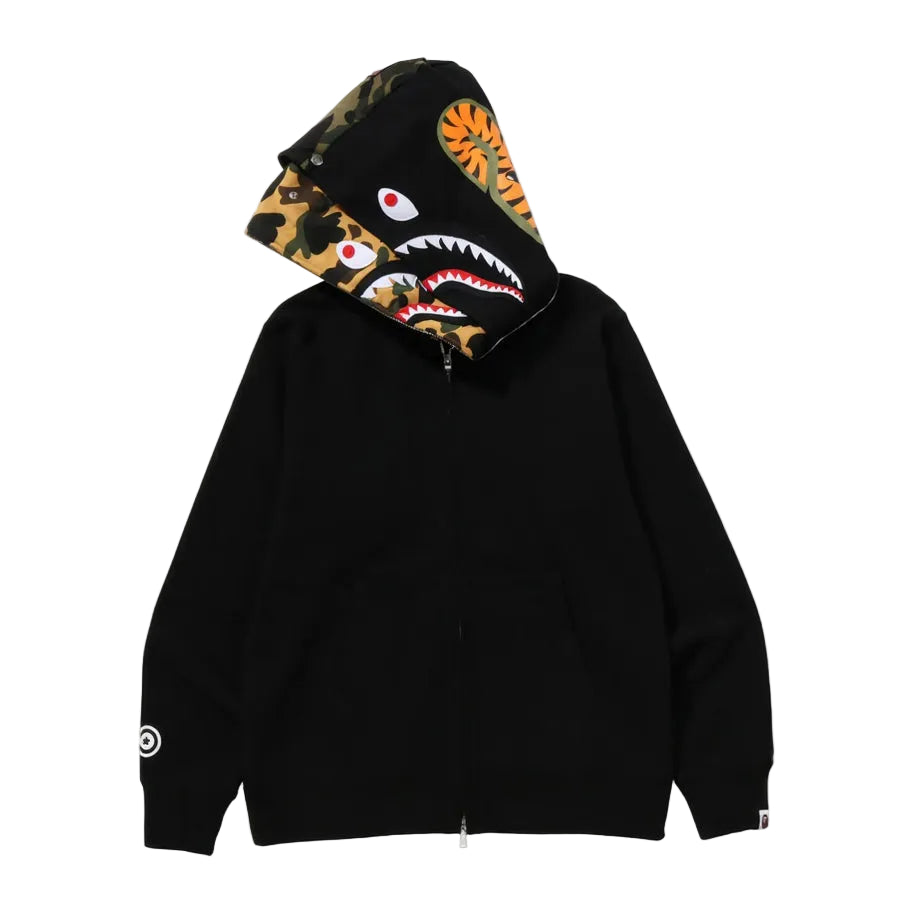 BAPE Shark Full Zip Double Hoodie ‘Black/Green/Yellow’