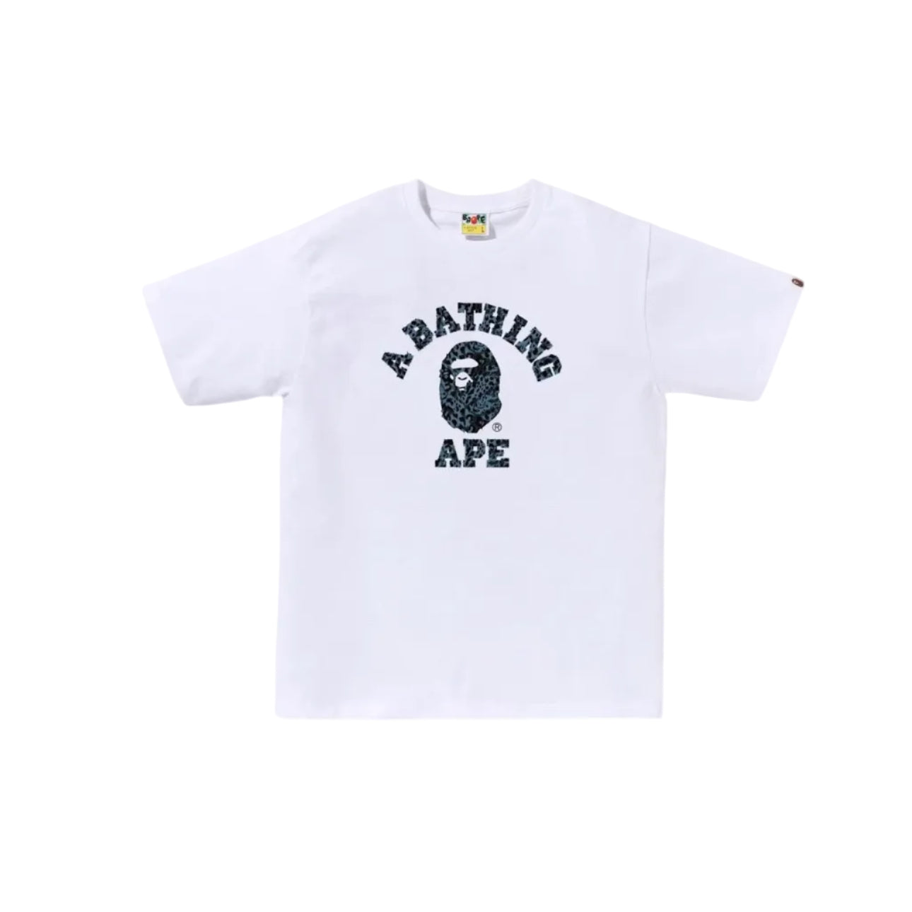 BAPE Wild Leopard Pattern College Tee (White/Navy)
