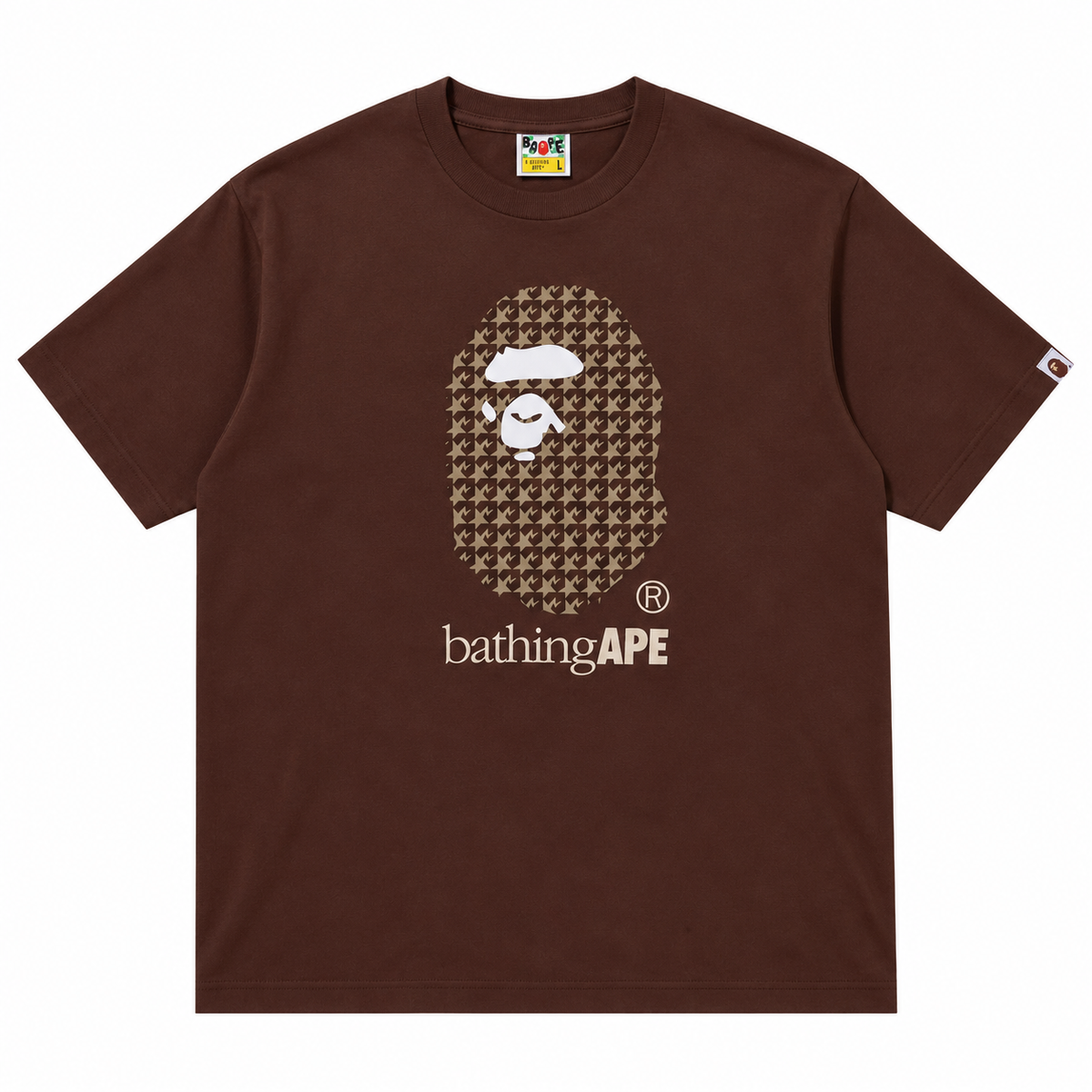BAPE STA Houndstooth Relaxed Fit Tee Brown product photo
