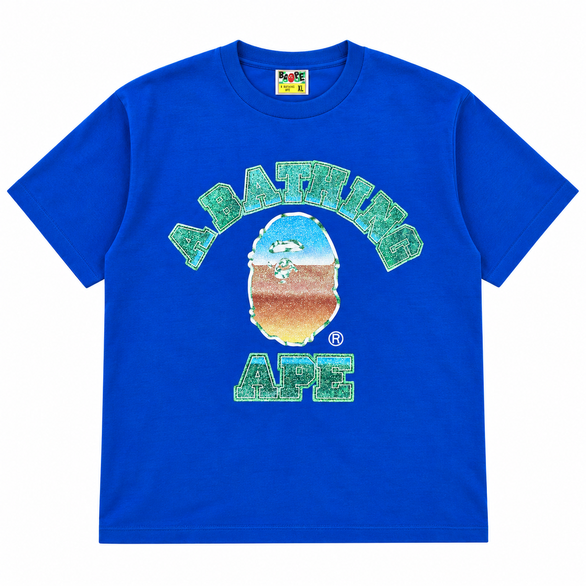 BAPE Glitter College Tee Blue SS19 product photo