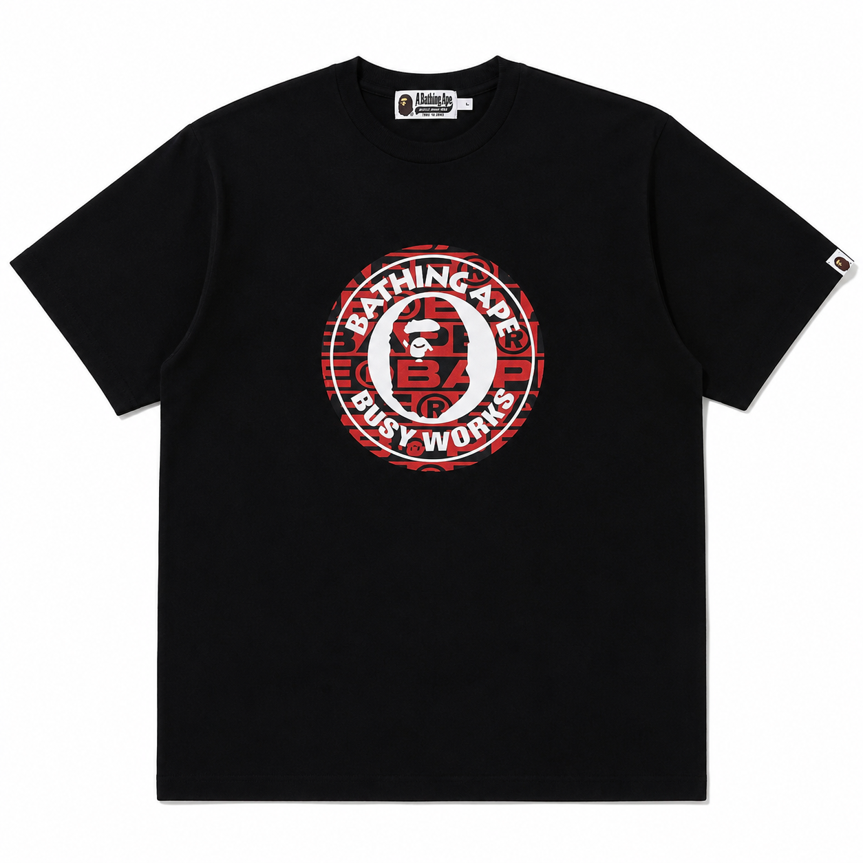 BAPE Lux Sport Pattern Busy Works Tee Black Red