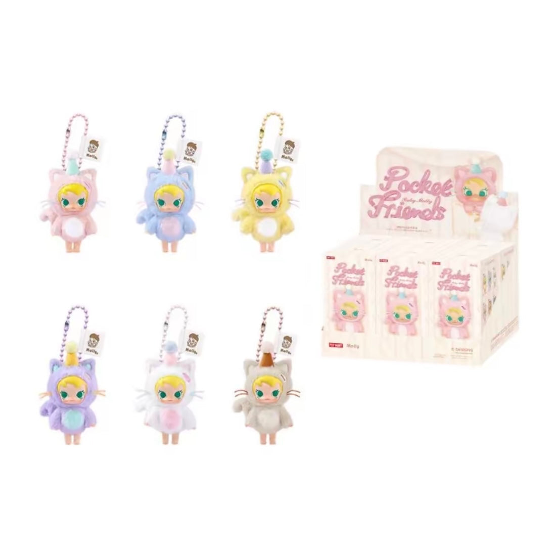 Pop Mart Baby Molly Pocket Friends Series Vinyl Plush Pendant Blind Box Whole Set (Sealed Box)