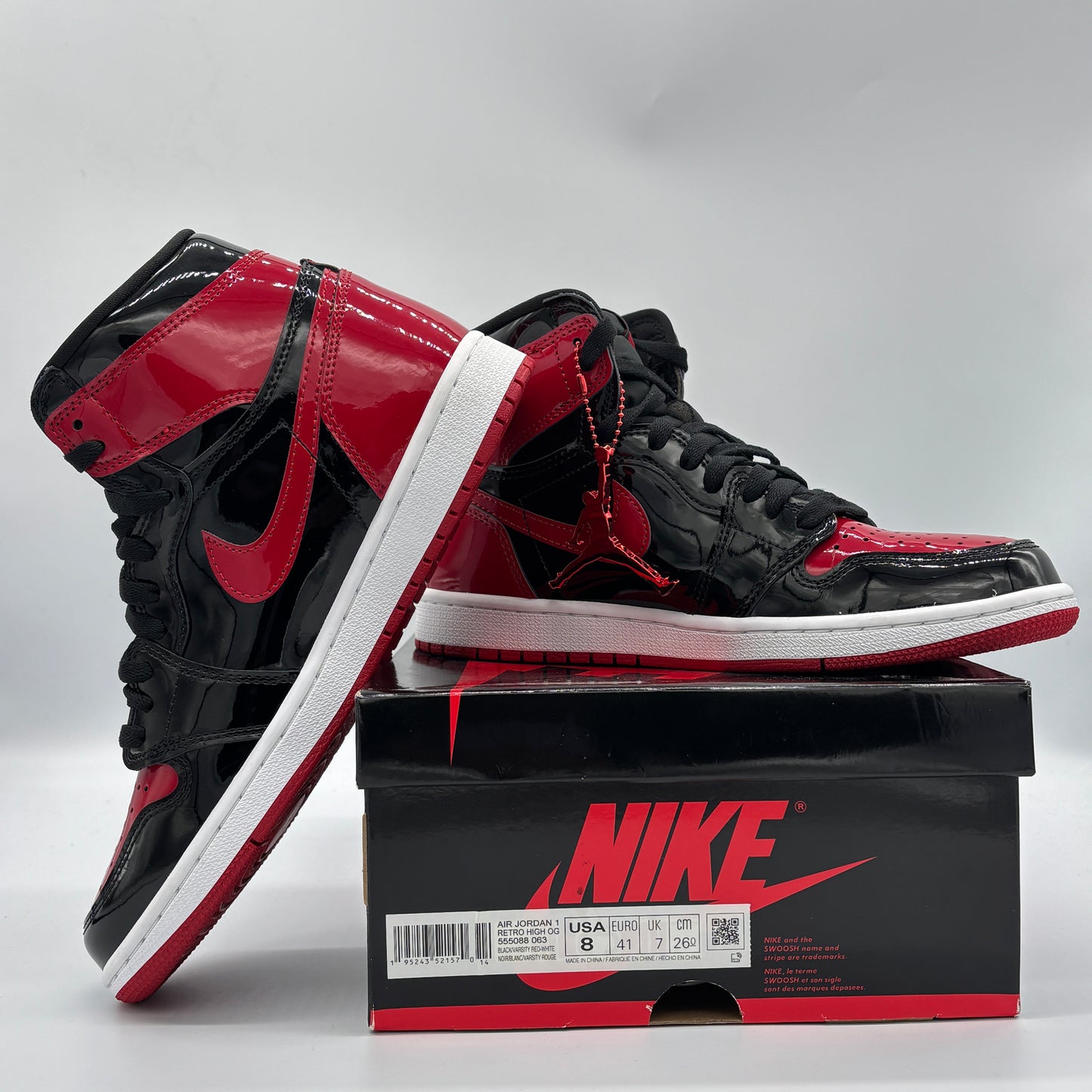 Jordan 1 Retro High OG Patent Bred Pre-owned US 8