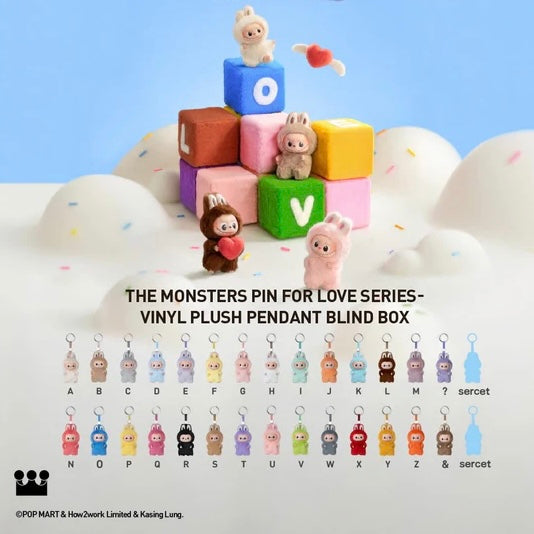 Pop Mart Labubu The Monsters Pin for Love Series Vinyl Plush Pendant (N-Z) Single Blind Box