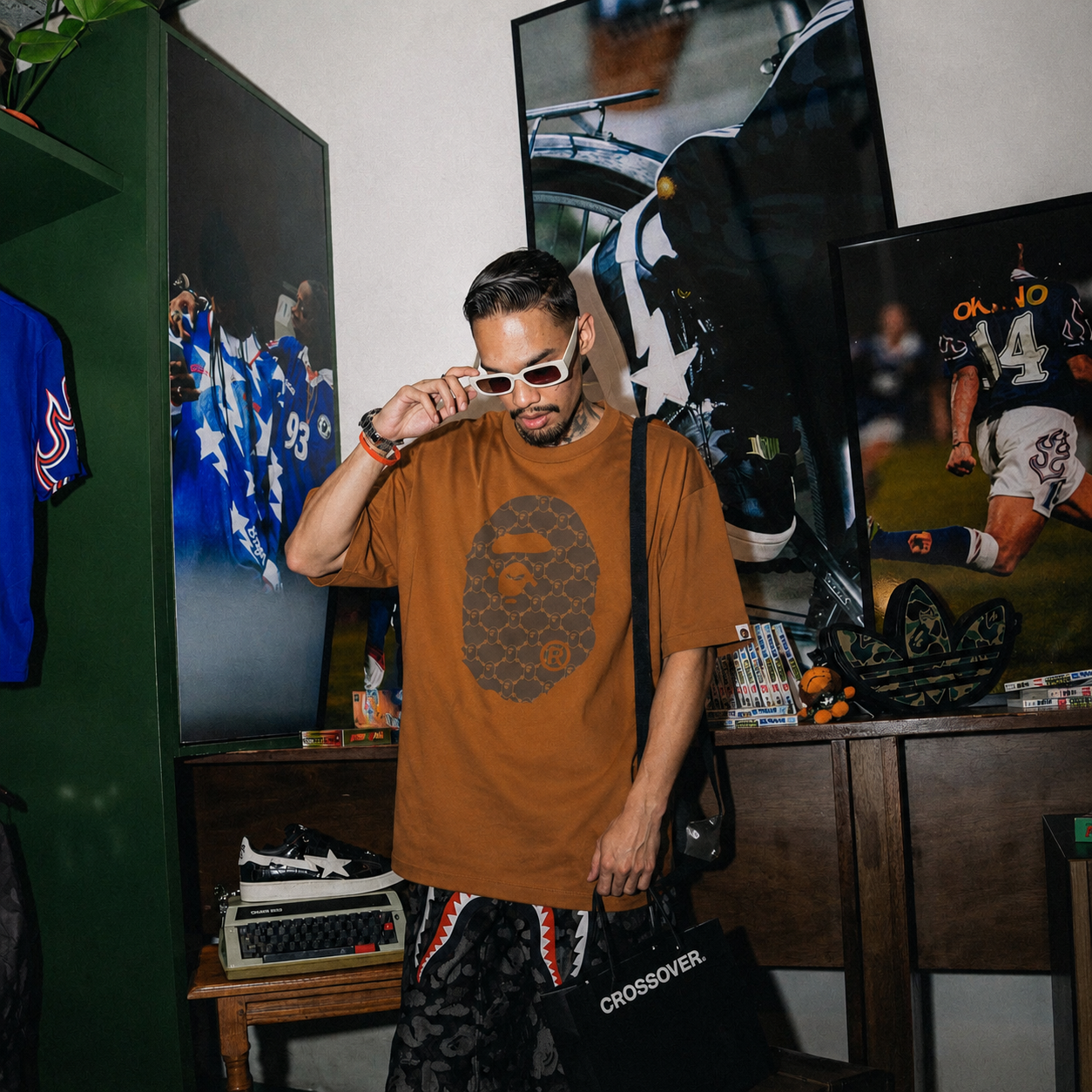 BAPE College Monogram Ape Head Tee