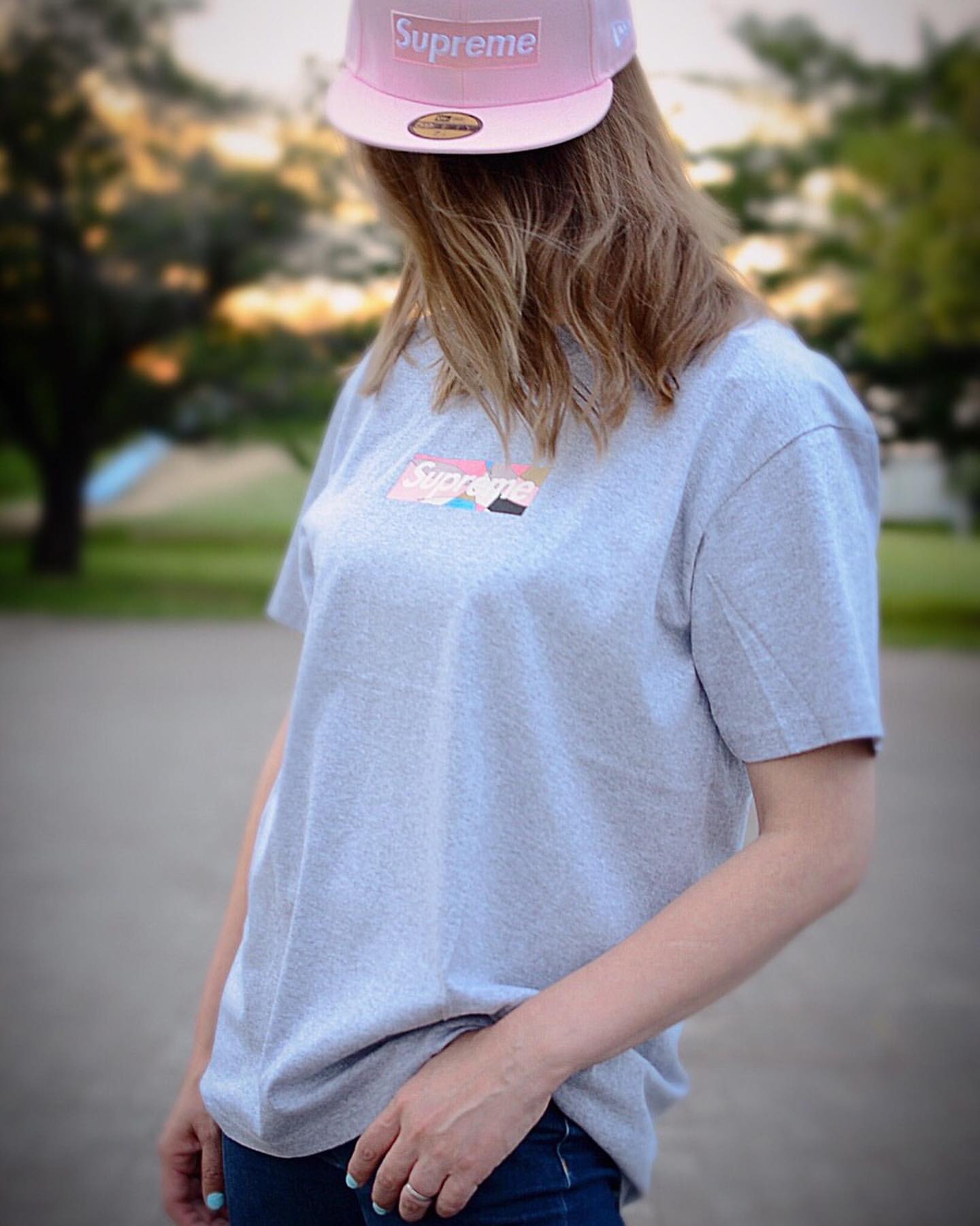 Supreme Emilio Pucci Box Logo Tee Heather Grey/Dusty Pink