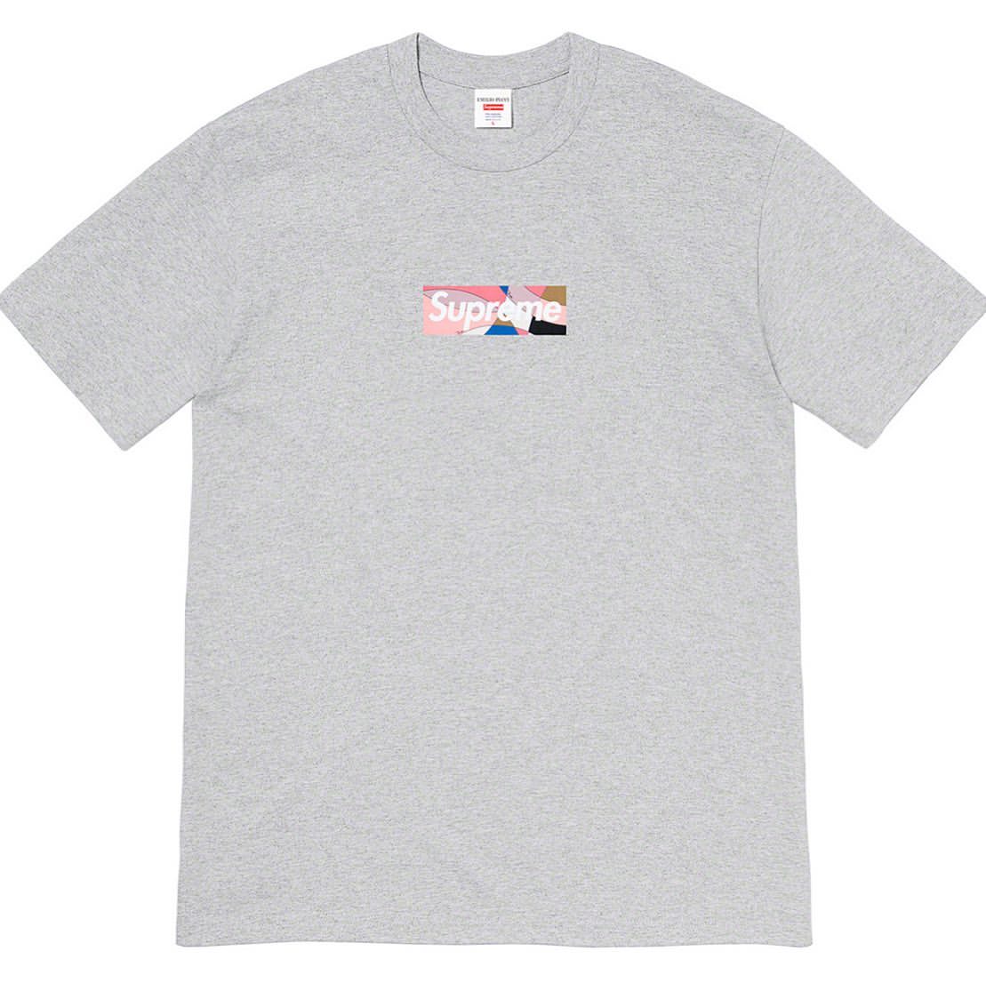 Supreme Emilio Pucci Box Logo Tee Heather Grey/Dusty Pink