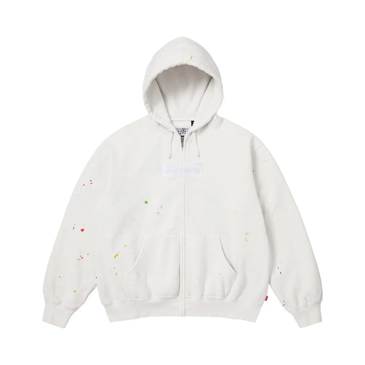 Supreme x MM6 Maison Margiela Box Logo Zip Up Hooded Sweatshirt — White (SS26)