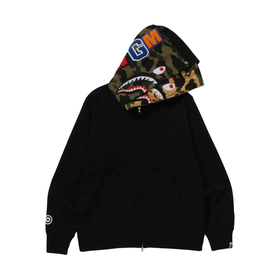 BAPE Shark Full Zip Double Hoodie ‘Black/Green/Yellow’