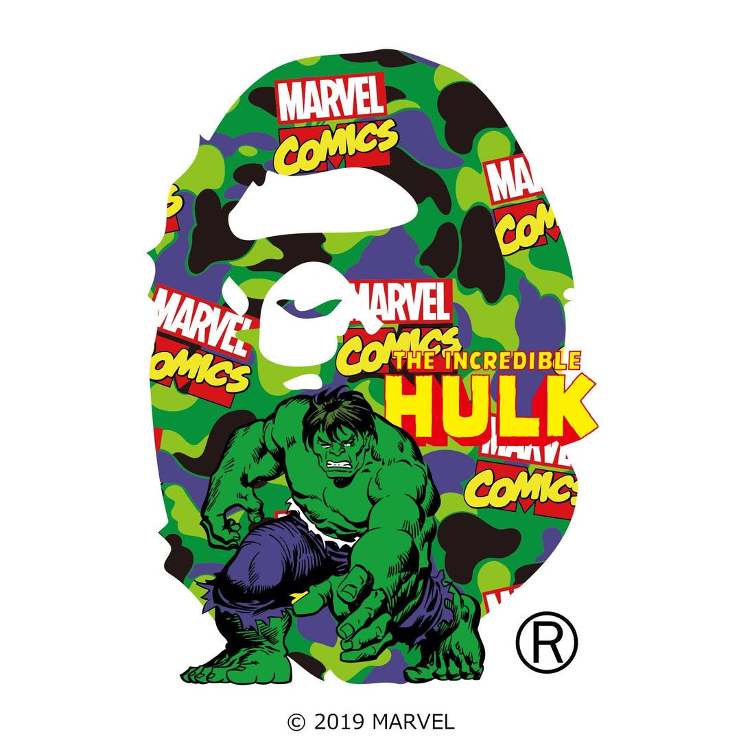 BAPE x Marvel Comics Camo The Hulk Tee White 2021