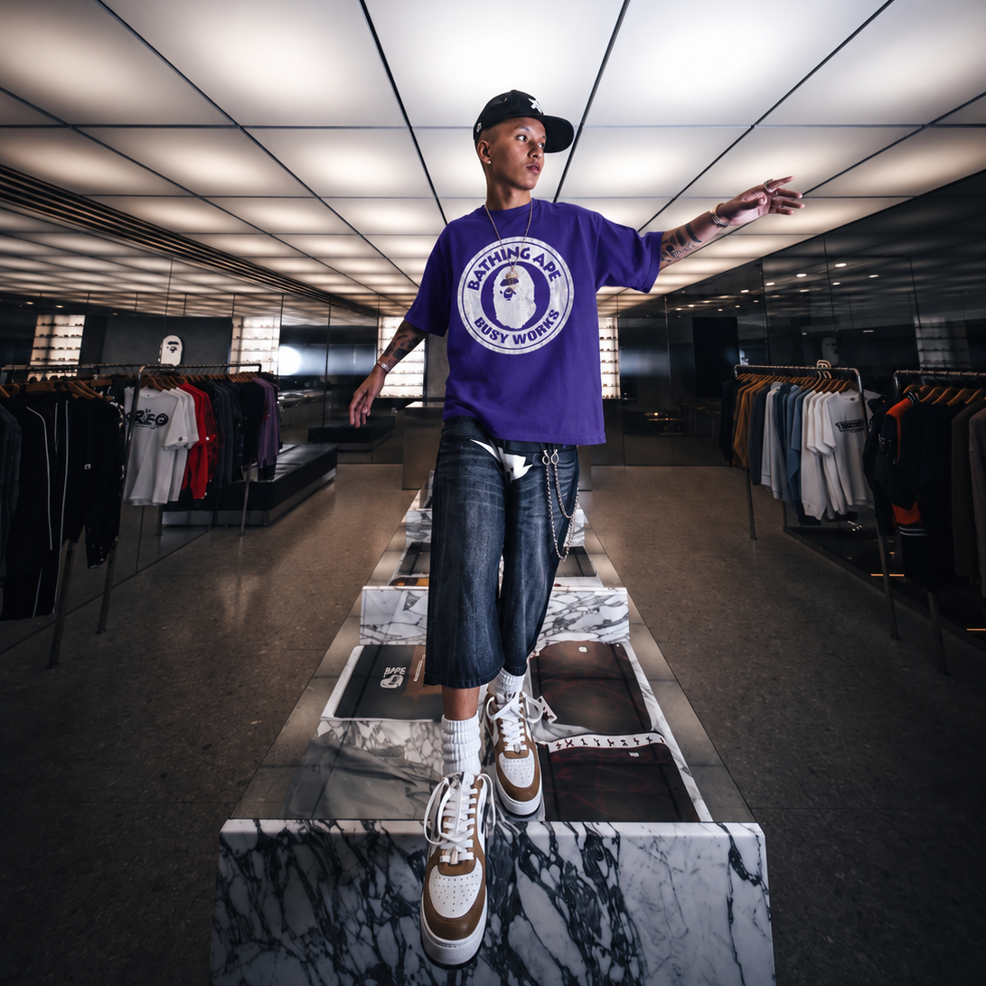 BAPE Hologram Busy Works Tee Purple