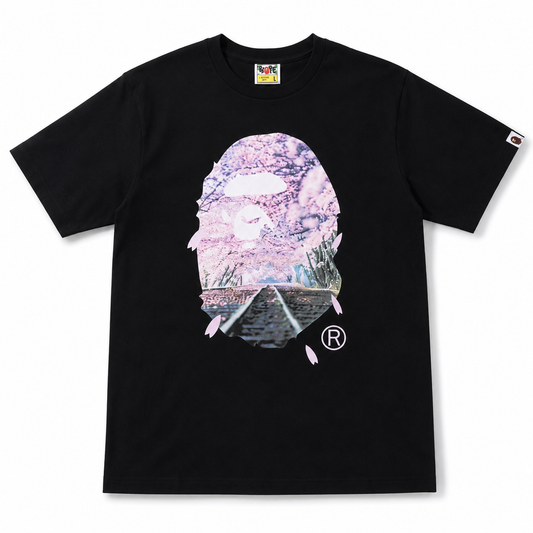 BAPE Sakura Photo Ape Head Tee ( Black )