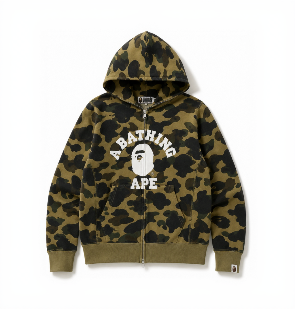 BAPE 1st Camo College Zip Up Hoodie