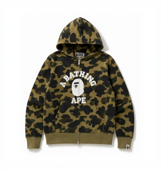 BAPE 1ST CAMO COLLEGE ZIPUP HOODIE