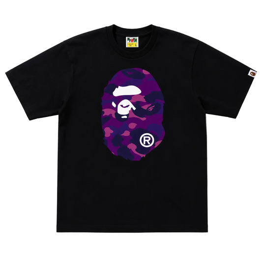 BAPE Color Camo Big Ape Head Tee ( Black/Purple )