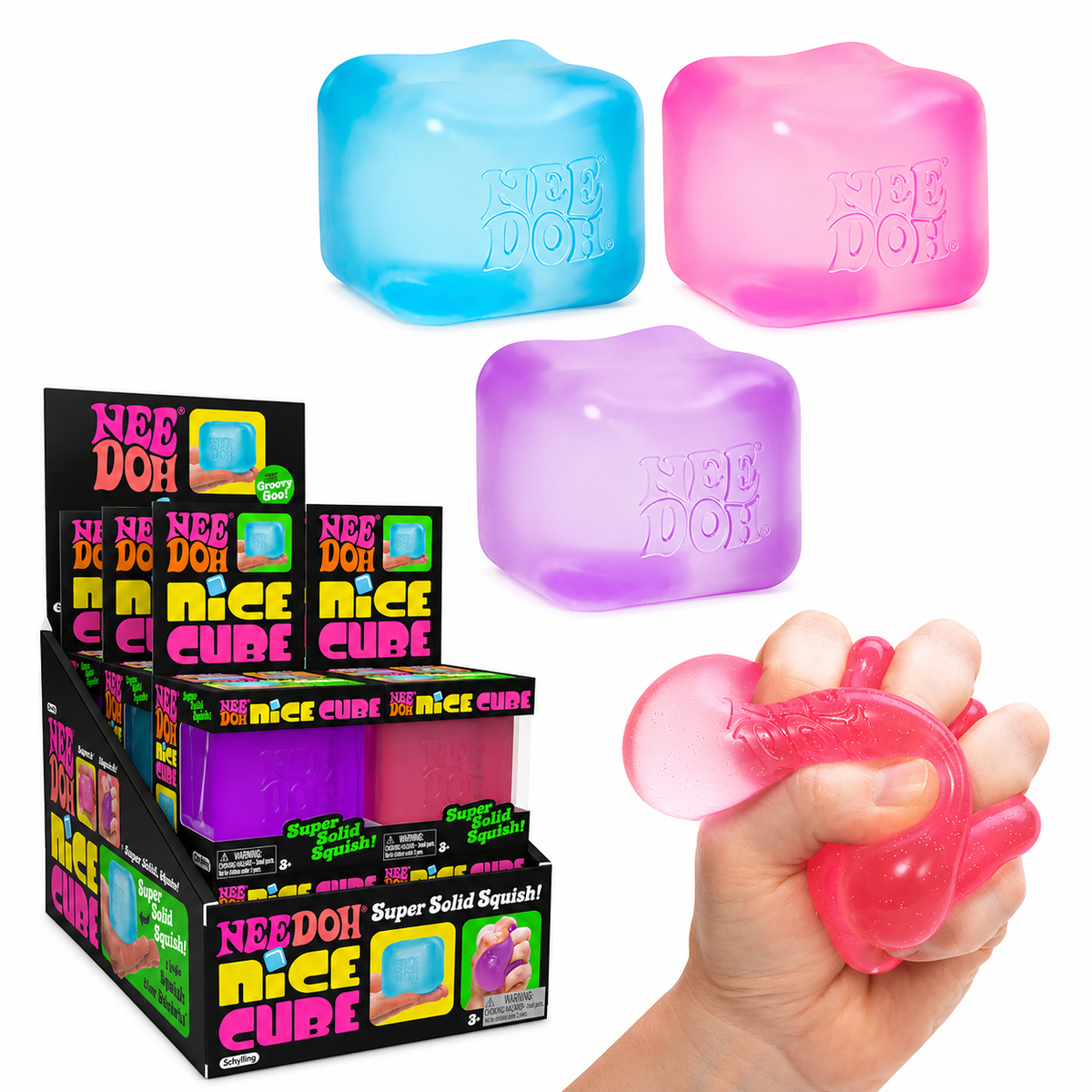 NeeDoh Nice Cube Super Solid Squish sensory fidget toy