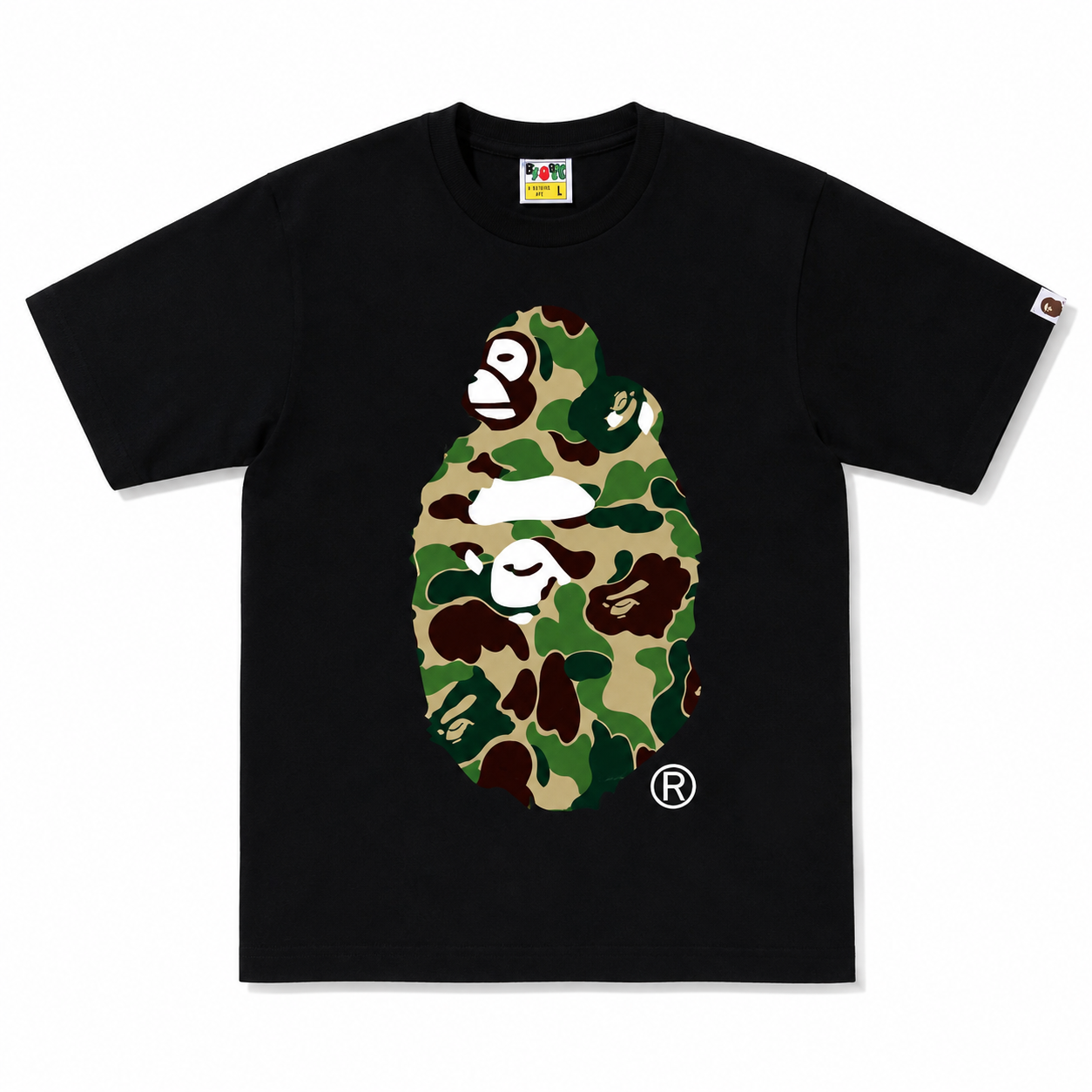BAPE ABC Camo Milo On Big Ape Tee (Black/Green)