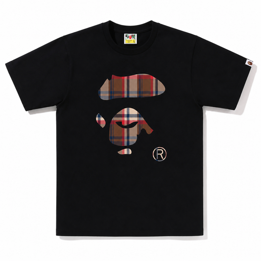 BAPE Check Ape Face Tee Black Red