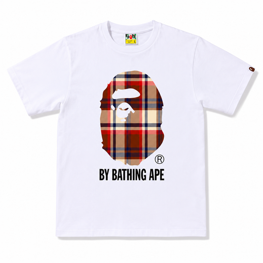 BAPE Check By Bathing Ape Tee White Red