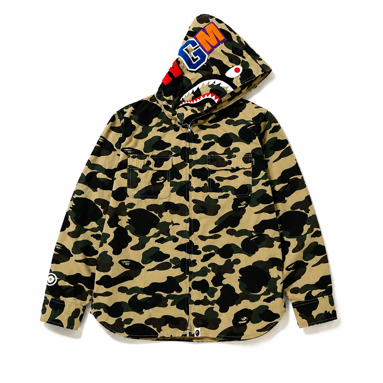 BAPE 1st Camo Shark Hoodie Shirt Yellow 2019SS