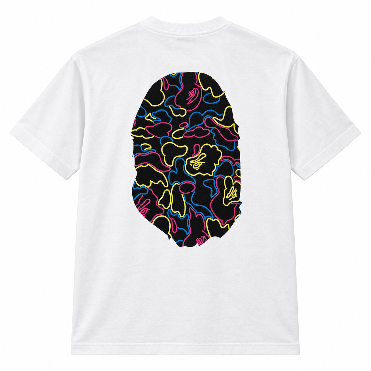 BAPE Neon Camo Big Ape Head Tee White