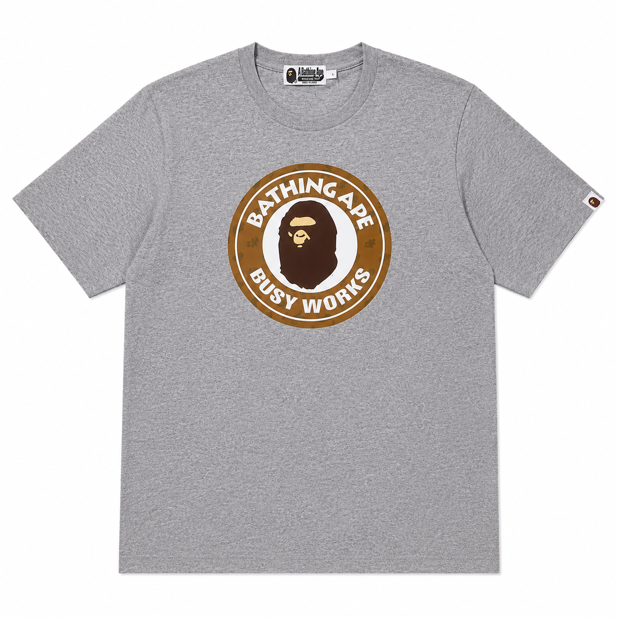 BAPE Cloud Head Monogram Busy Works Tee Grey