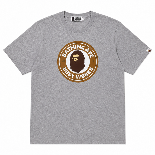 BAPE Cloud Head Monogram Busy Works Tee Grey