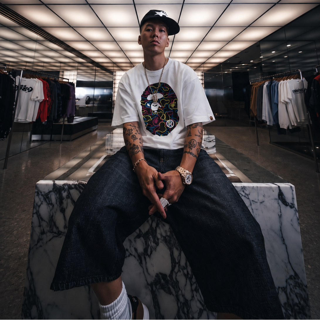 BAPE Neon Camo Big Ape Head Tee White
