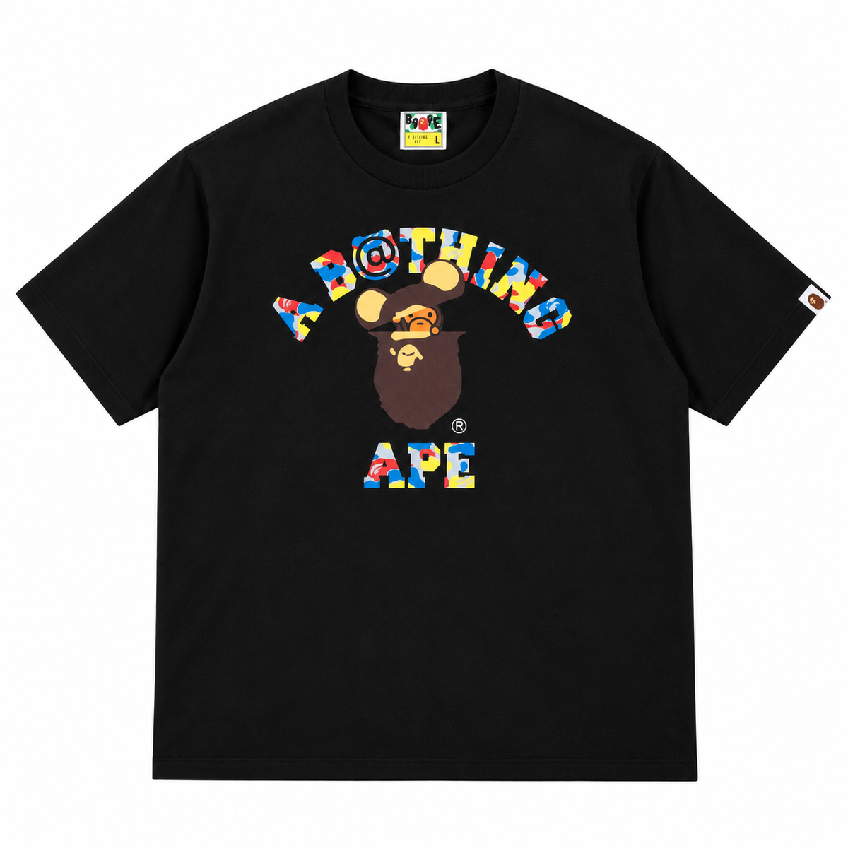BAPE x MEDICOM TOY 30th Anniversary College Milo Tee Black product photo