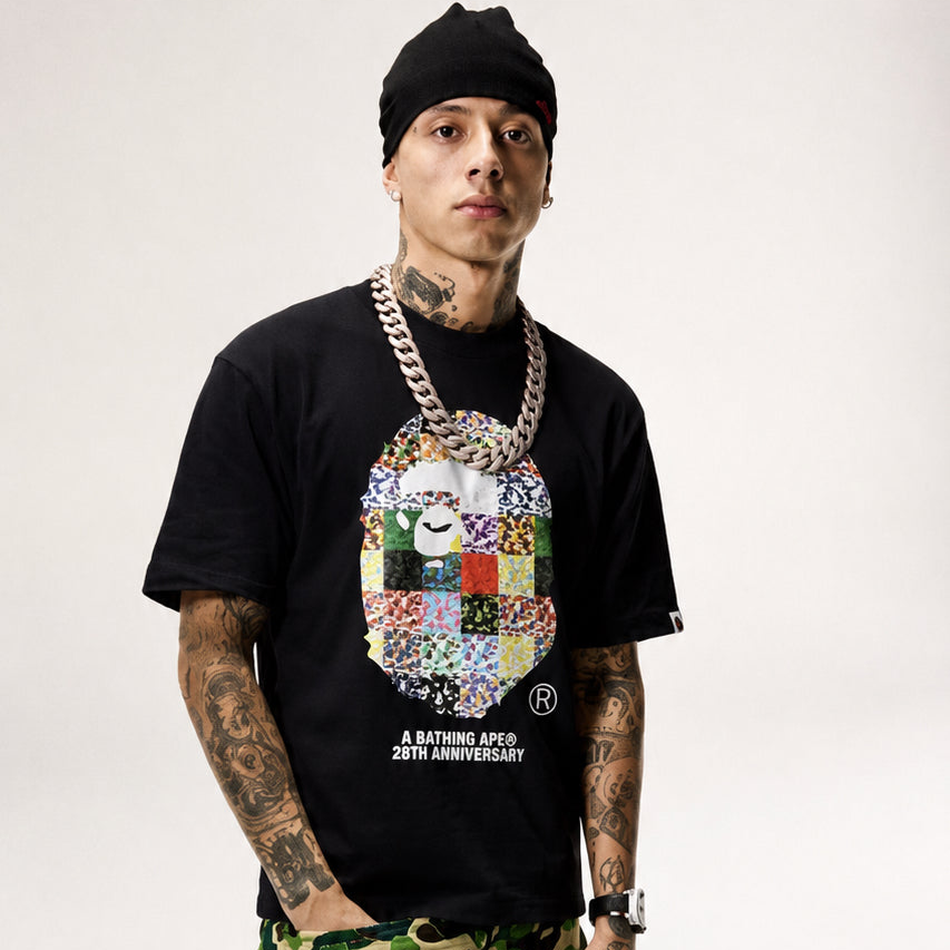 BAPE 28th Anniversary Ape Head Tee Black