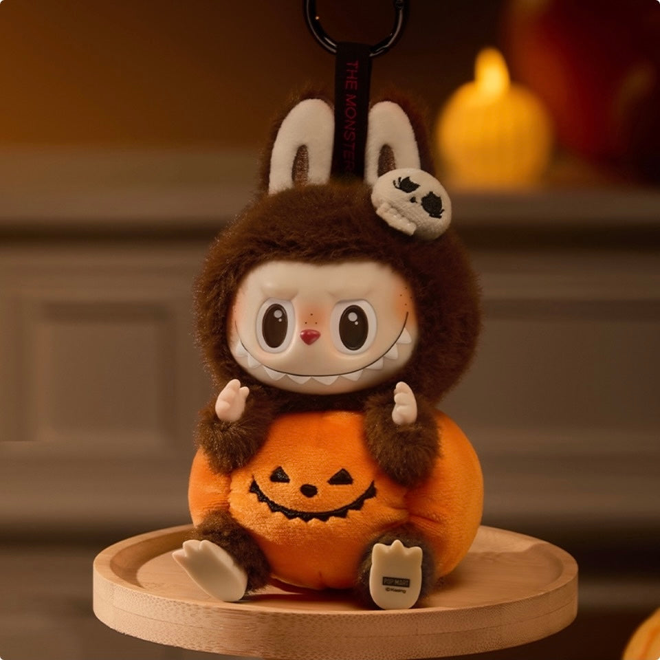 Pop Mart Labubu Happy Halloween Party Series-Sitting Pumpkin Vinyl Plush Pendant