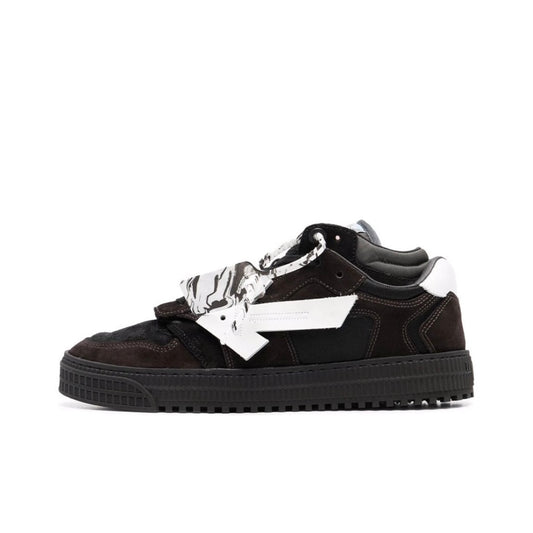 Off-White Floating Arrow Suede Low-Top Sneakers Black White Brown