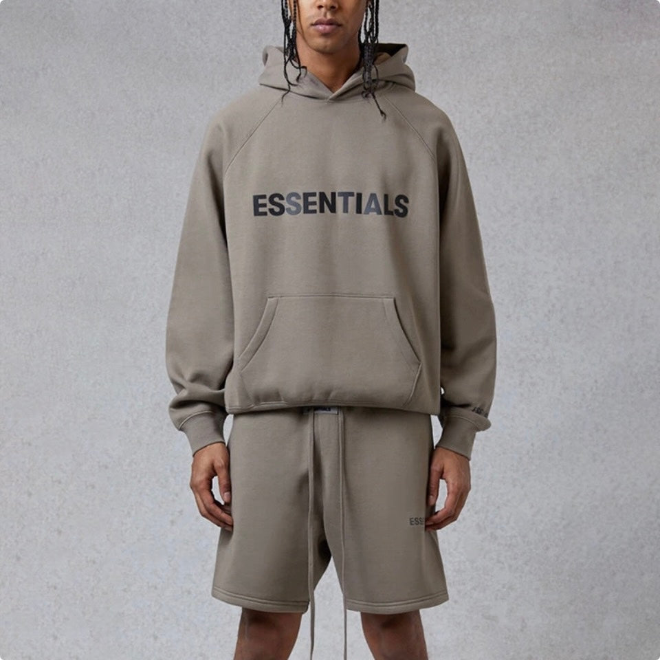 Essentials Fear of God Pull-over Hoodie Taupe (Front Print)