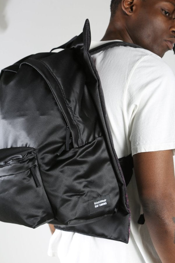 RAF SIMONS x Eastpak Black Satin Poster Backpack SAT EAR F(2019)