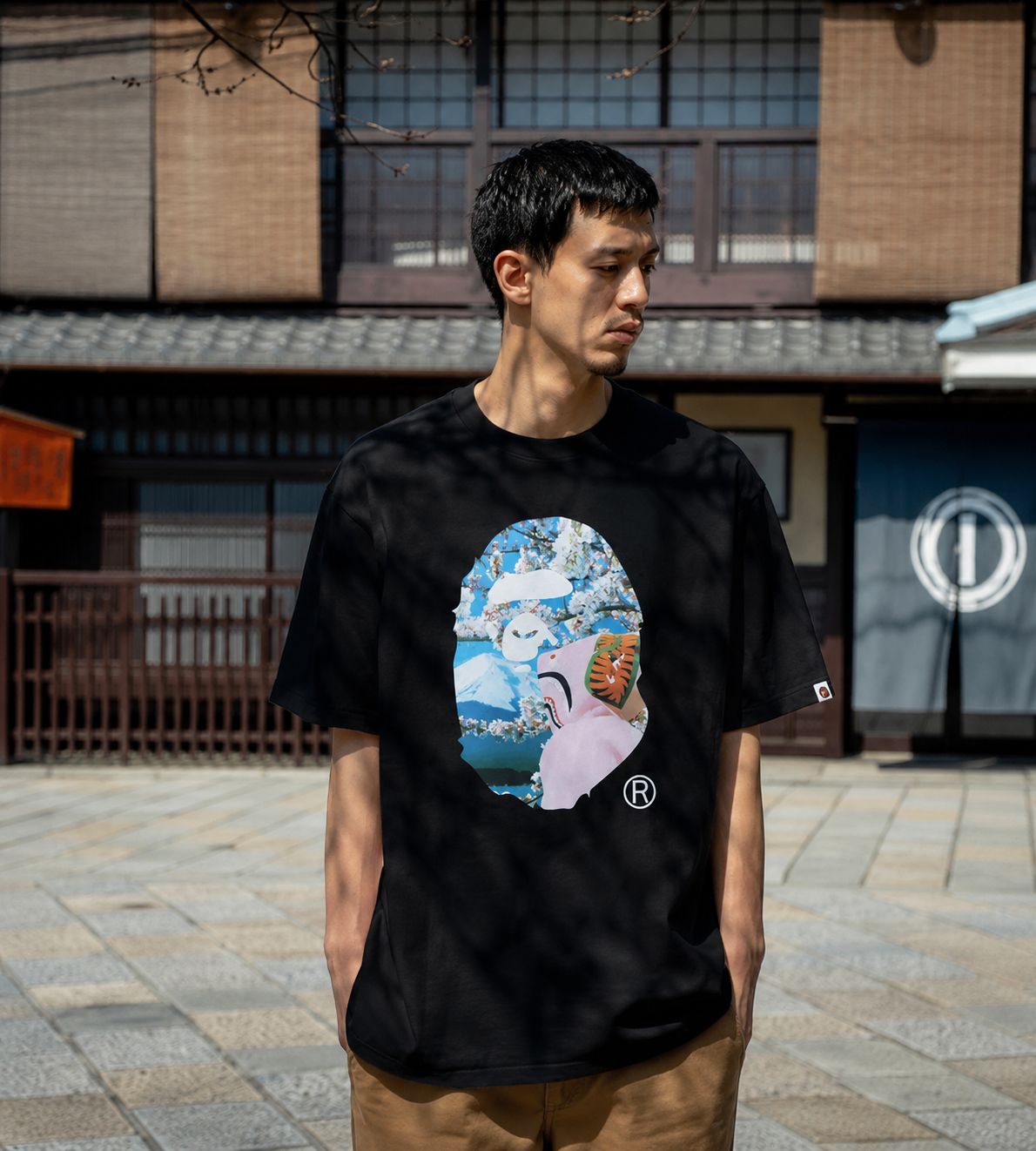 BAPE Sakura Ape Head Photo I Tee Black