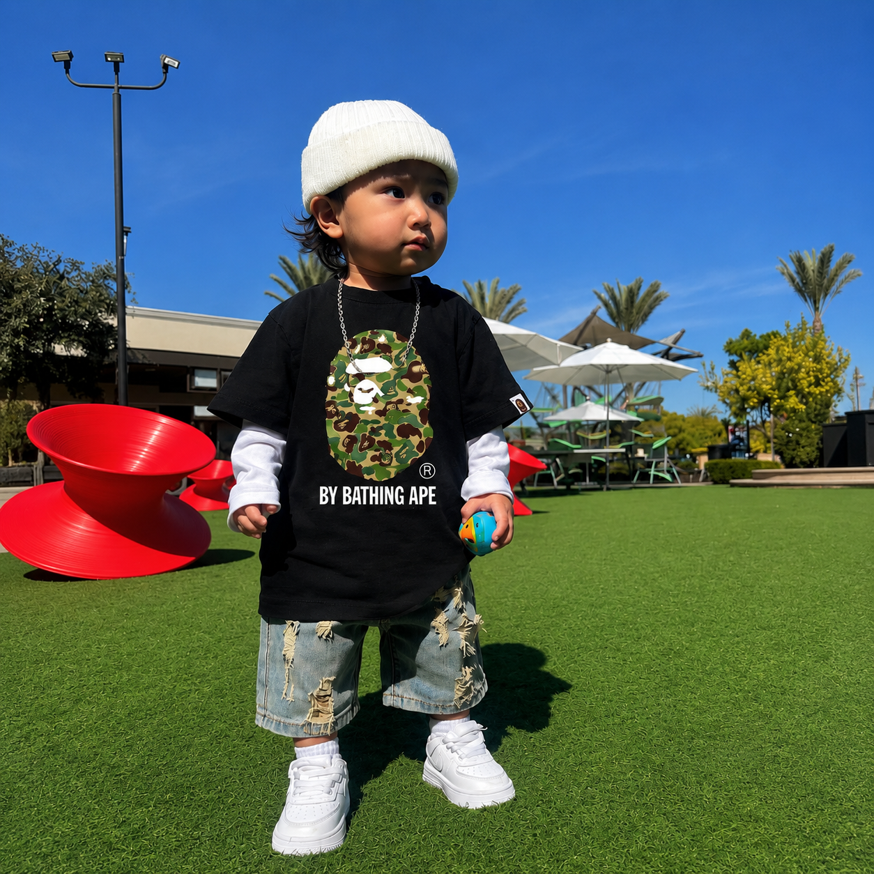 BAPE Kids Big Ape Head Baby Milo Tee