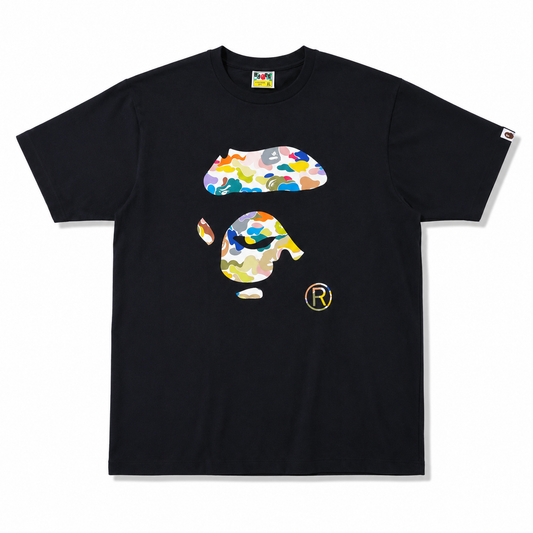 BAPE New Multi Camo Ape Face Tee Black