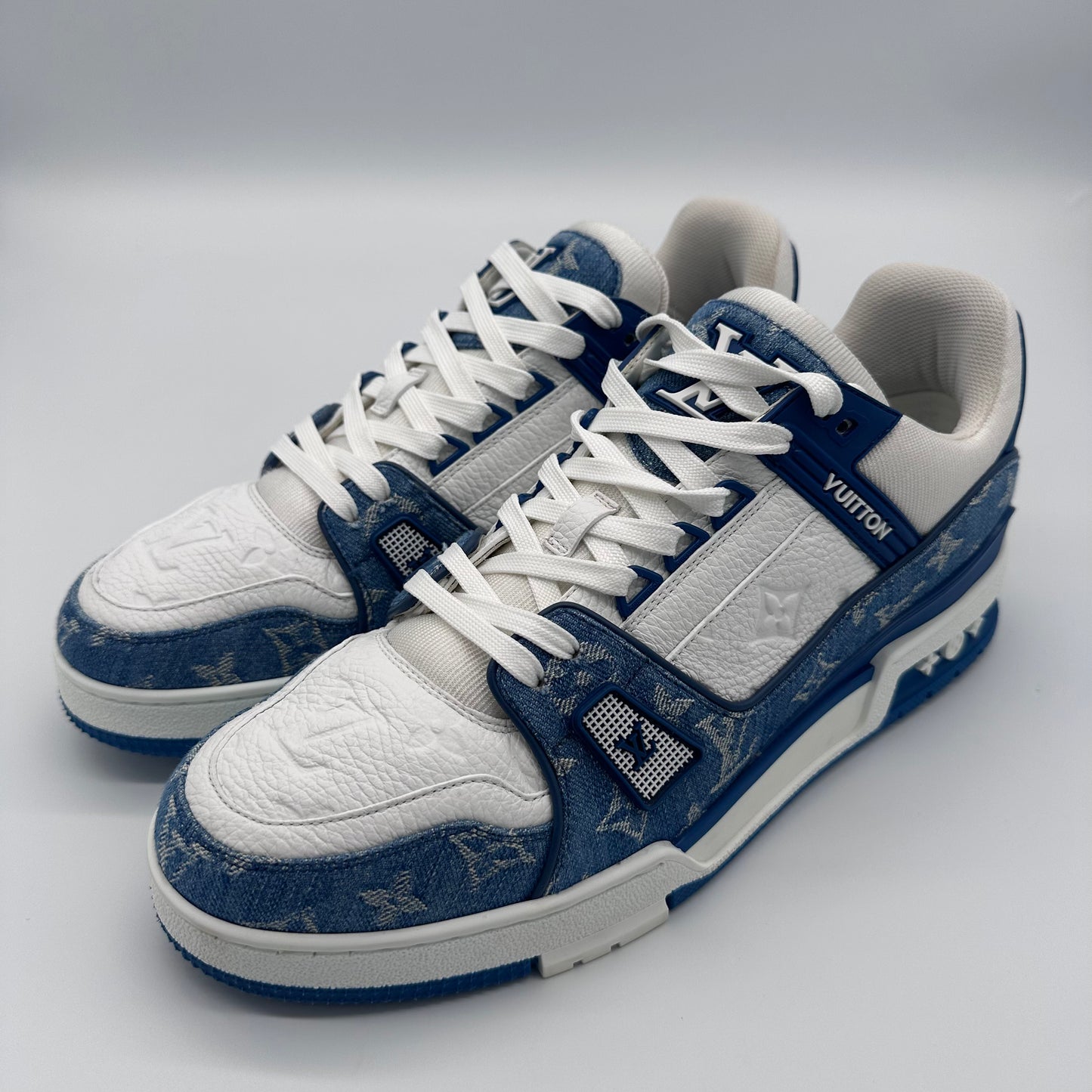 Louis Vuitton LV Trainer Monogram Denim White Blue Pre-owned US10