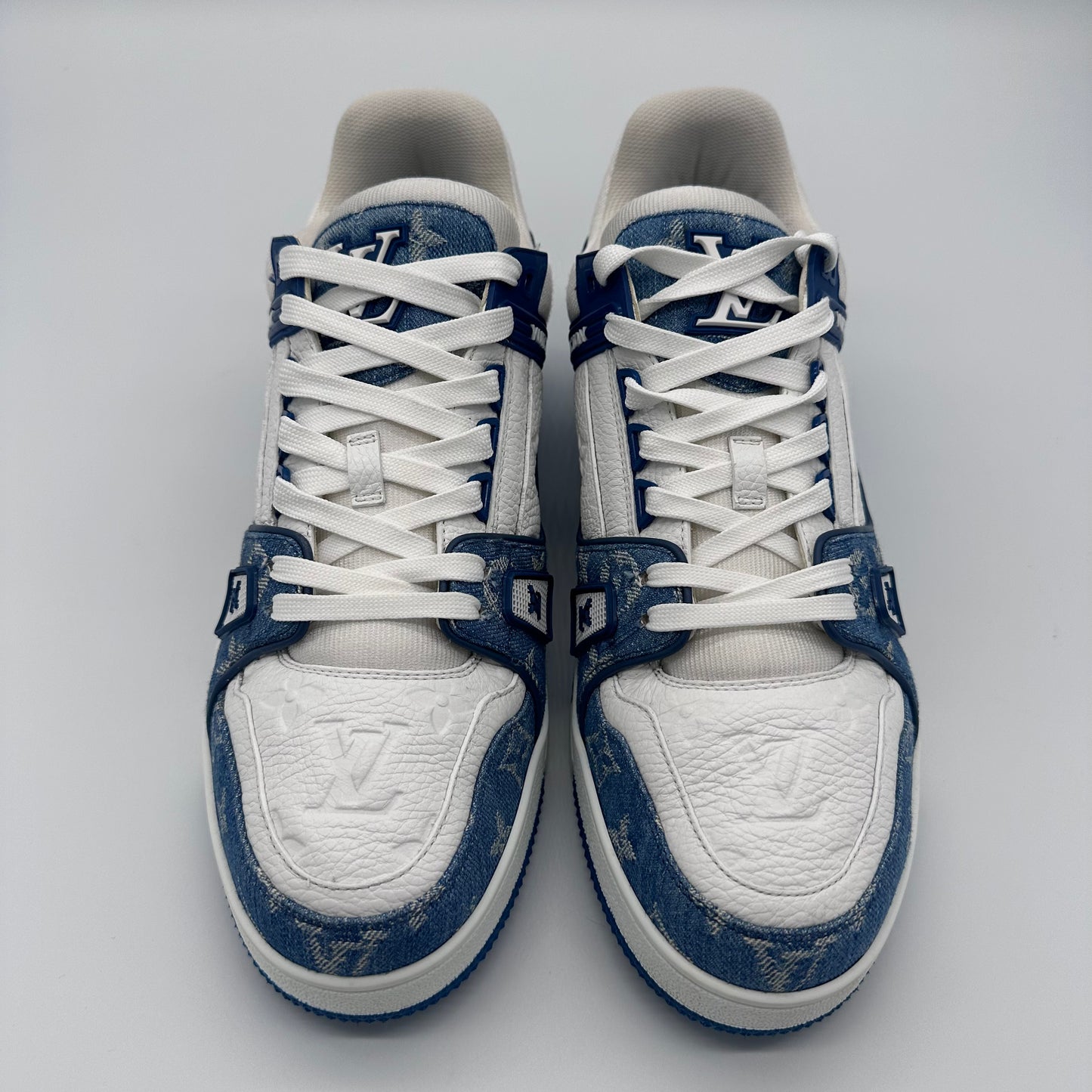 Louis Vuitton LV Trainer Monogram Denim White Blue Pre-owned US10
