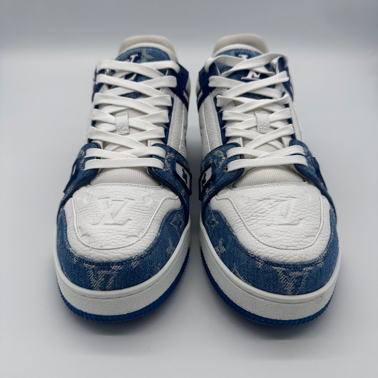 Louis Vuitton LV Trainer Monogram Denim White Blue Pre-owned US10