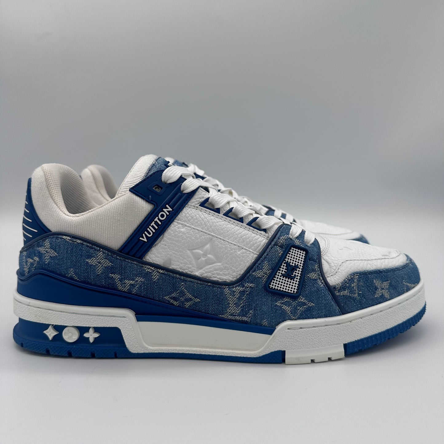 Louis Vuitton LV Trainer Monogram Denim White Blue Pre-owned US10