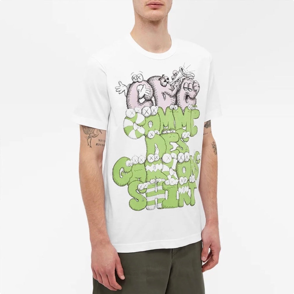KAWS x Comme des Garcons Shirt Print T-shirt (2021) White/Green/Pink
