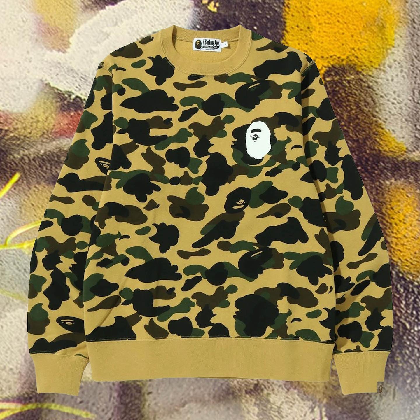 BAPE 1st Camo Ape Head Crewneck Yellow