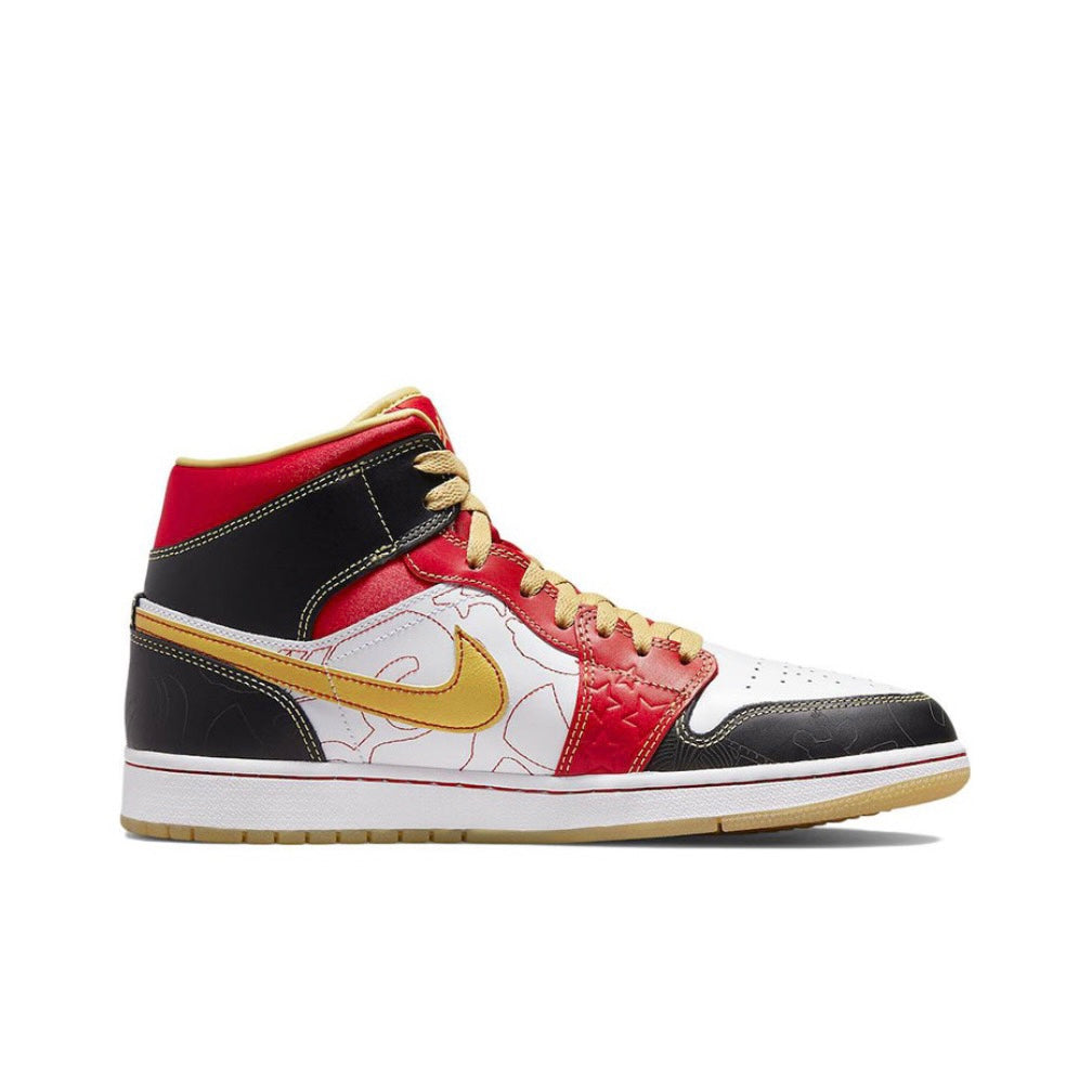 Jordan 1 Mid XQ White Black Sport Red