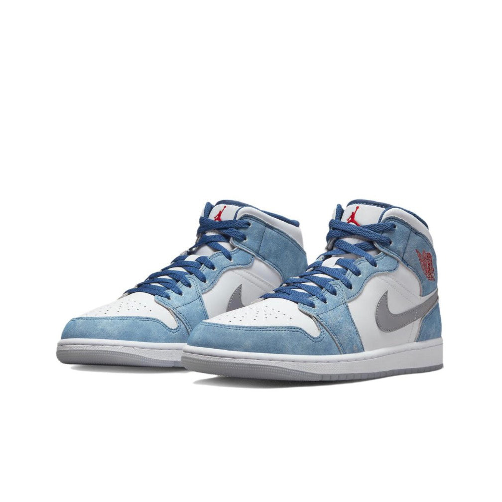 Jordan 1 Mid French Blue Fire Red