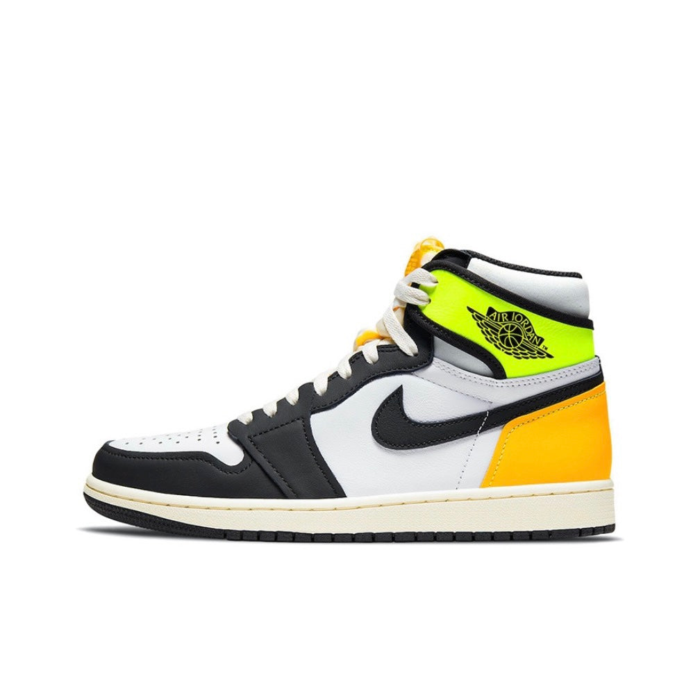 Jordan 1 Retro High White Black Volt University Gold