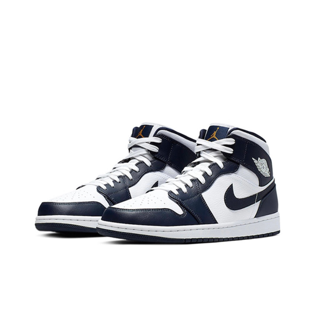 Jordan 1 Mid White Metallic Gold Obsidian