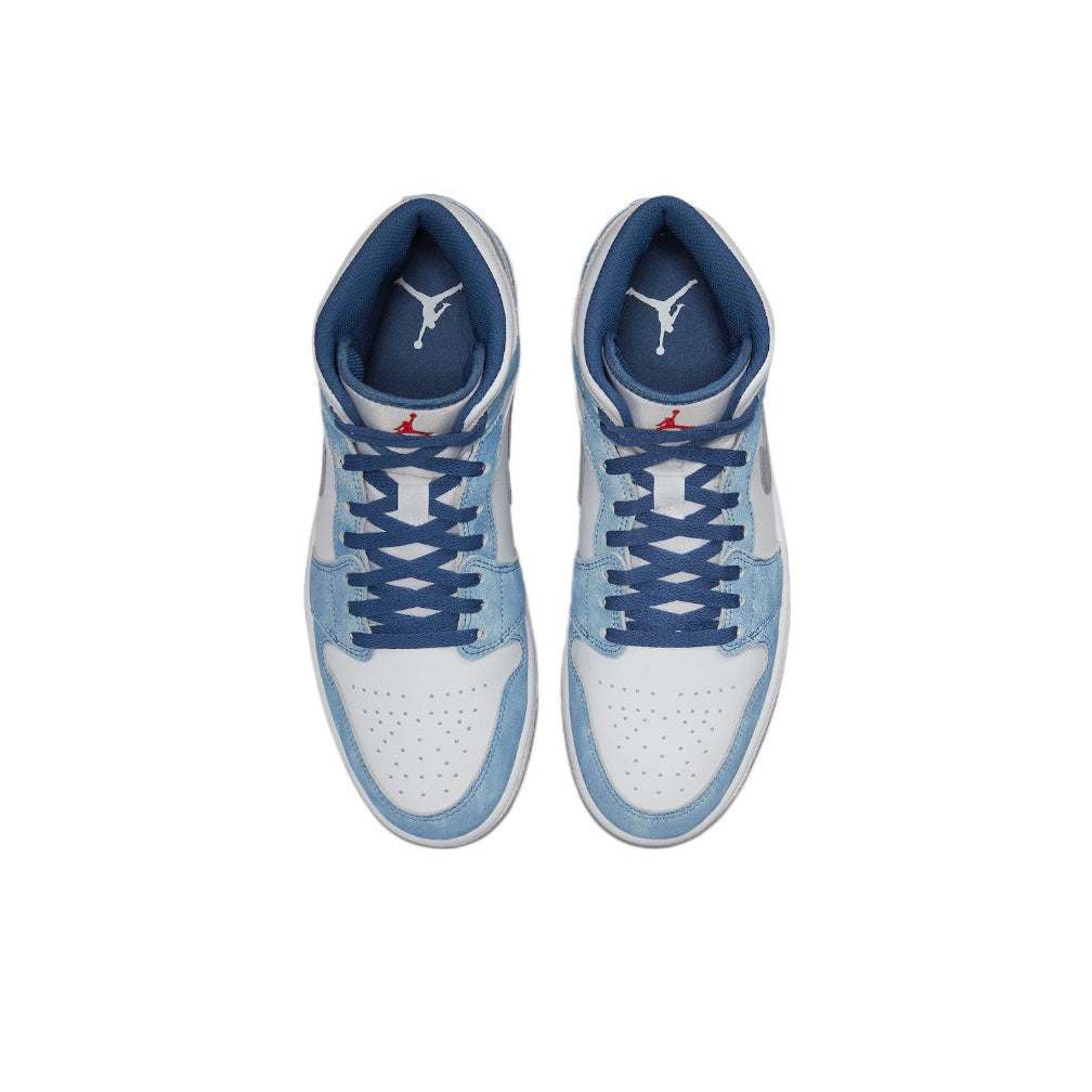 Jordan 1 Mid French Blue Fire Red